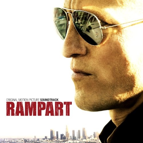 The album cover for the movie Rampart, featuring Woody Harrelson in aviator sunglasses with a city skyline in the background.