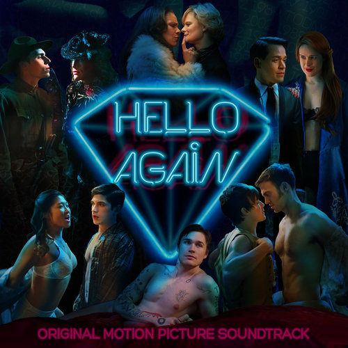 The album cover of the soundtrack for "Hello Again" featuring scenes from the movie.
