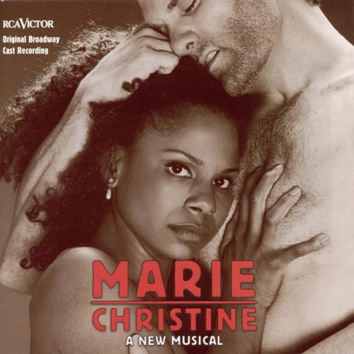The cover for the soundtrack to "Marie Christine" featuring Audra McDonald being embraced by a man who is hugging her and she stares seriously ahead.